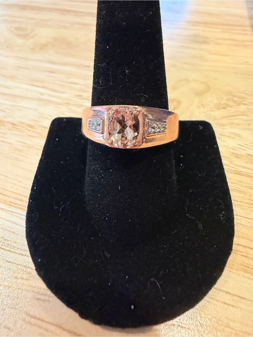 Men’s Morganite Ring. Rose Gold Over Sterling Silver.